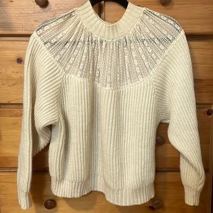 Cream colour Zara sweater with lace